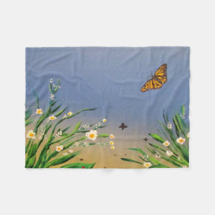 Cozy Butterfly Sky Sunset Nature Aesthetic Design Fleece Blanket