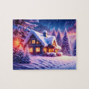 Cozy Cabin At Winter Wonderland Jigsaw Puzzle