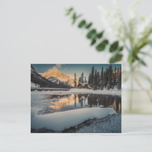Cozy Cabin by Lake   Winter Mountain Photography Postcard