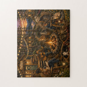 Cozy Cabin Cats Watercolor Jigsaw Puzzle   Whimsic