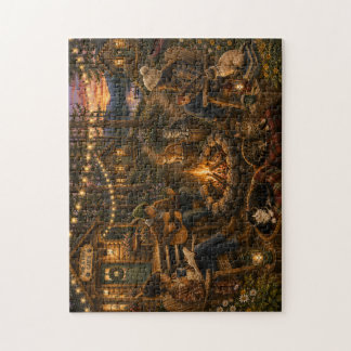 Cozy Cabin Cats Watercolor Jigsaw Puzzle | Whimsic