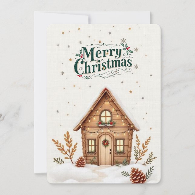 Cozy Cabin Christmas Card | Rustic Holiday  (Front)