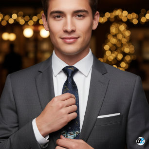 Cozy Cabin Christmas Sweater Knit Striped Tie