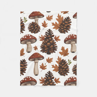 Cozy Cabin-Core Mushrooms & Pinecones | Baby Blank Fleece Blanket