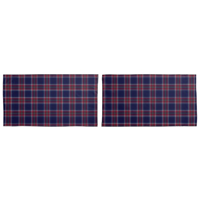 Cozy Cabin Decor, Classic Plaid in Navy and Red Pillowcase (Front-Set)