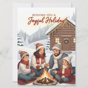 Cozy Cabin Family Fireside Joyful Holiday Photo