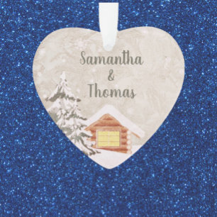 Cozy Cabin Home Winter Tree Ornament