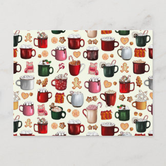 Cozy Cabin Hot Cocoa and Winter Treats Holiday Postcard