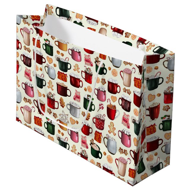 Cozy Cabin Hot Cocoa and Winter Treats Large Gift Bag (Front Angled)