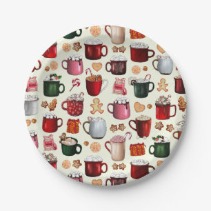 Cozy Cabin Hot Cocoa and Winter Treats Paper Plate