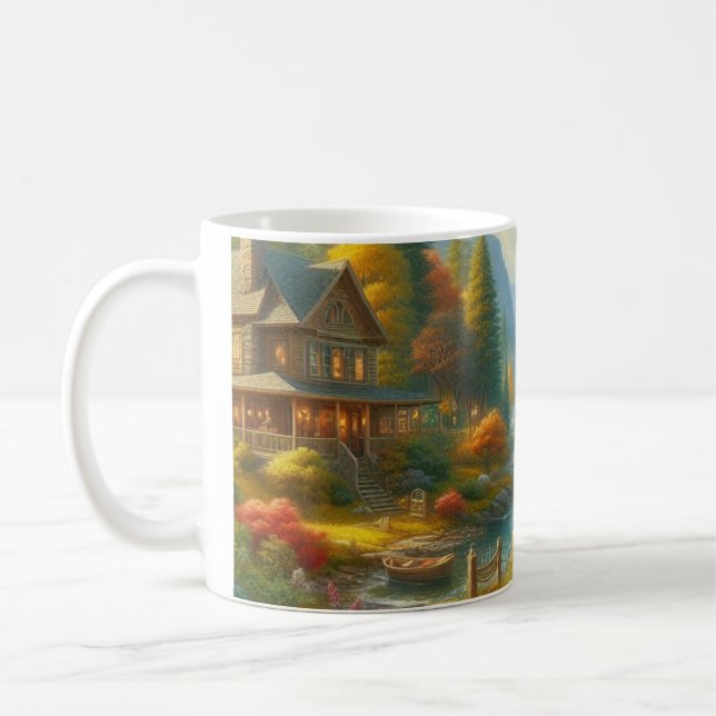Cozy Cabin In The Woods Coffee Mug (Left)