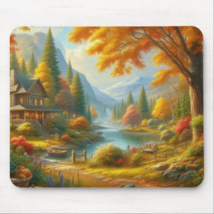 Cozy Cabin In The Woods Mouse Pad