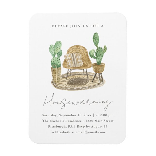 Cozy Cactus New Home Housewarming Magnet (Vertical)