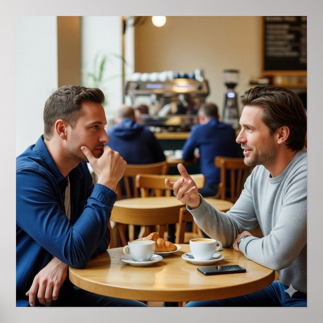 Cozy Cafe Conversation Poster (Front)