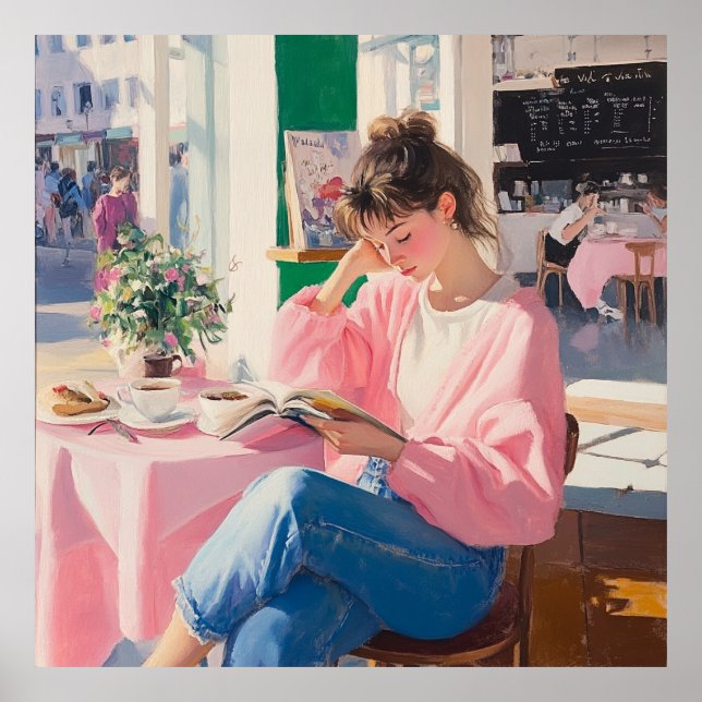 Cozy Café Daydream: Charming Art Poster (Front)