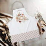 Cozy Cafe Latte Floral with Name Apron<br><div class="desc">A cozy warm coffee themed apron for the coffee lover, bride-to-be, coffee shop employee, barista and more, this custom design has a cozy and elegant charm. It features a beautifully illustrated bouquet of boho neutral flowers in warm beige, terracotta, rust, and creamy ivory tones and a cup of cafe latte...</div>