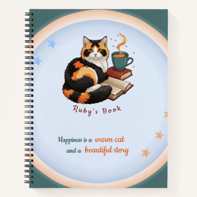 Cozy Calico Cat Productive Day Spiral Notebook (Front)