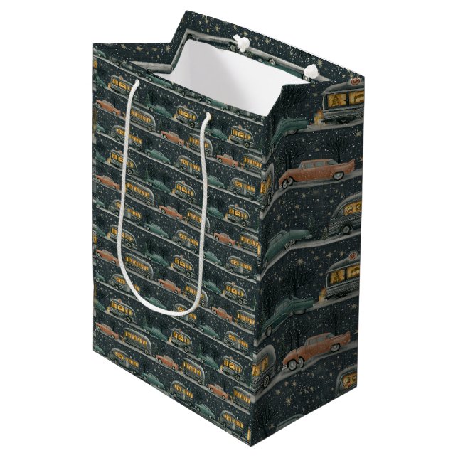 Cozy Camper Christmas Escape Medium Gift Bag (Front Angled)