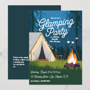 Cozy Campfire and Tent Glamping Party Invitation