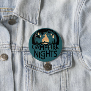 Cozy Campfire Nights Rustic Outdoor Adventure 3 Inch Round Button