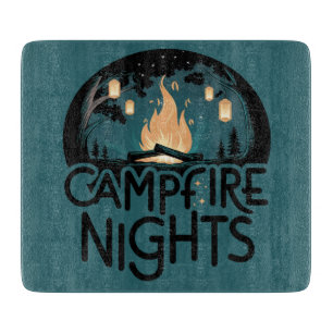 Cozy Campfire Nights Rustic Outdoor Adventure Cutting Board