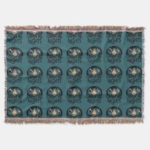 Cozy Campfire Nights Rustic Outdoor Adventure Throw Blanket