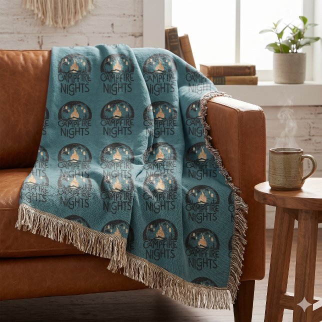Cozy Campfire Nights Rustic Outdoor Adventure Throw Blanket (Cozy Campfire Nights Rustic Outdoor Adventure Throw Blanket)