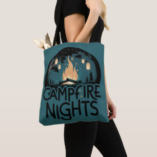Cozy Campfire Nights Rustic Outdoor Adventure Tote Bag