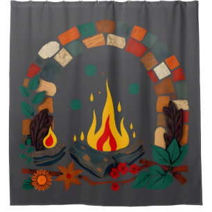 Cozy Campfire Reading Scene Shower Curtain