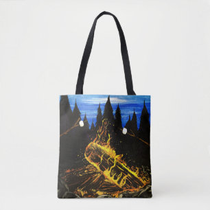 Cozy Campfire Sunset Forest Outdoor Adventure Tote Bag