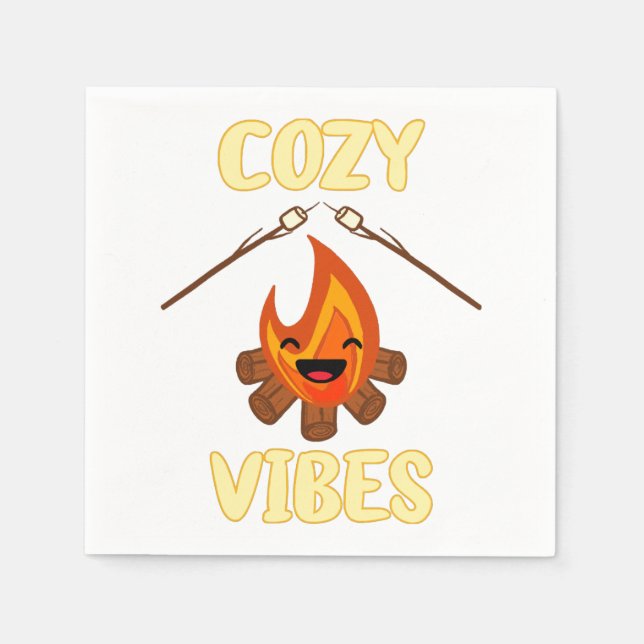 Cozy Campfire Vibes Roasting Marshmallows for Smor Napkin (Front)