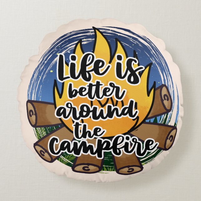 Cozy Campfire Vibes  Round Pillow (Front)