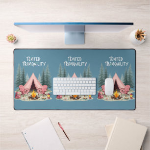 Cozy Camping Aesthetic Glamping Tent & Campfire Desk Mat