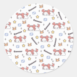 Cozy Cancer Constellation Bunny & Crab Zodiac  Classic Round Sticker