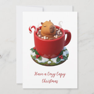 Cozy Capy Christmas Capybara Hot Cocoa Bath Holiday Card