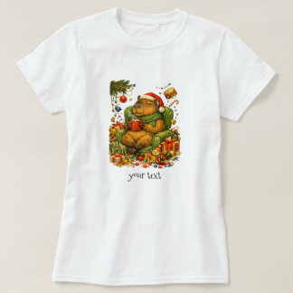 Cozy Capybara Chaos Christmas Hot Cocoa Retro Gift T-Shirt