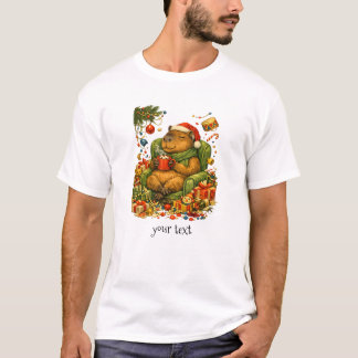 Cozy Capybara Chaos Christmas Hot Cocoa Retro Gift T-Shirt
