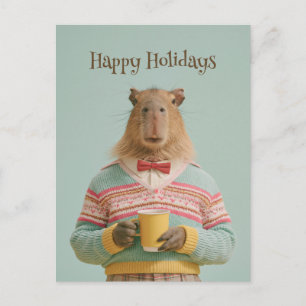 Cozy Capybara With a Warm Drink Postcard