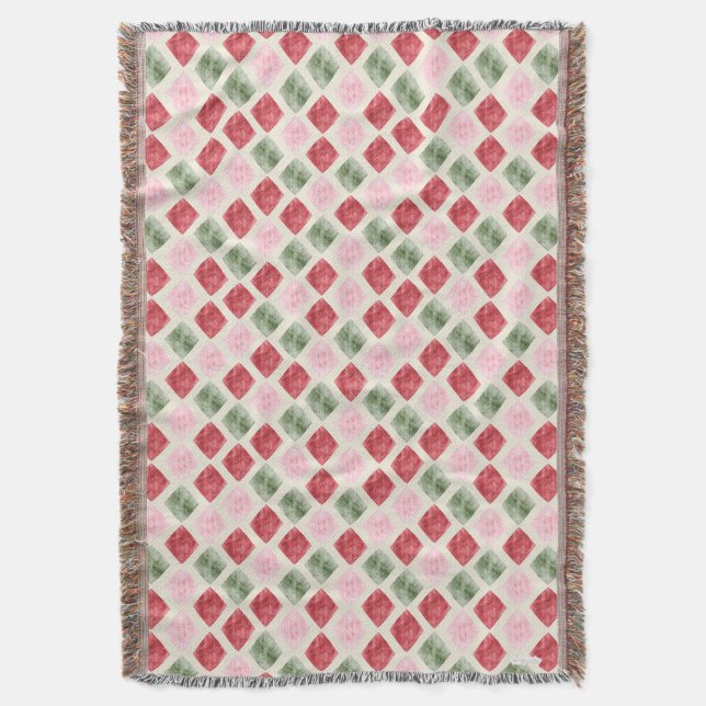 Cozy Cardinal Christmas Diamond Plaid Throw Blanke Blanket (Front Vertical)