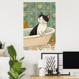 Cozy Cat Bath: Whimsical Relaxation Poster