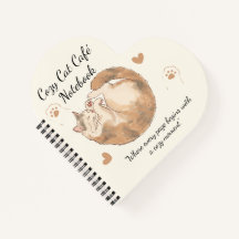 Cozy Cat Café Anime Spiral Notebook