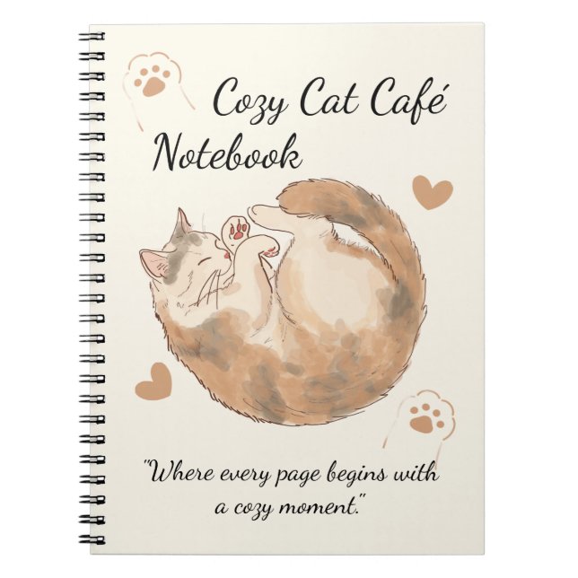 Cozy Cat Café Anime Spiral Notebook (Front)