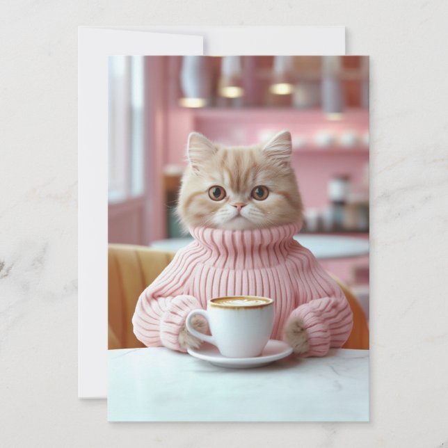 Cozy Cat Café Moment Invitation (Front)