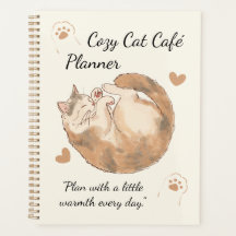 Cozy Cat Café Planner | Cute Kawaii Journal 