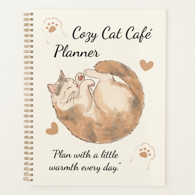 Cozy Cat Café Planner | Cute Kawaii Journal  (Front)