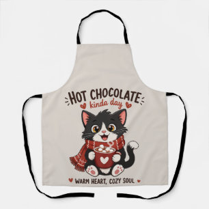 Cozy Cat Hot Chocolate Illustration Apron