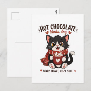 Cozy Cat Hot Chocolate Illustration Postcard