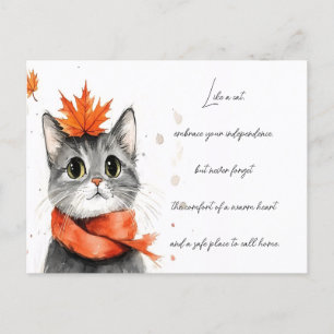 Cozy Cat in a Scarf  Postcard