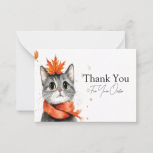 Cozy Cat in a Scarf Thank You Card