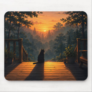 Cozy Cat Lover Lofi Aesthetic Mouse Pad
